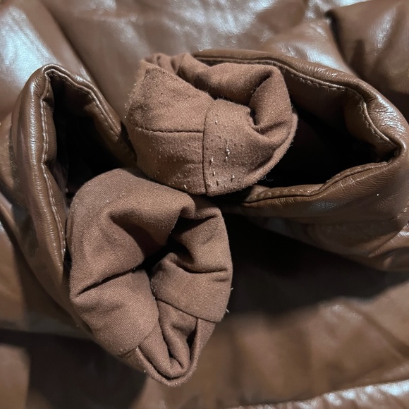 Aritzia Super Puff Puffer Jacket Brown Vegan Leather Women's Size SMALL - Picture 16 of 16